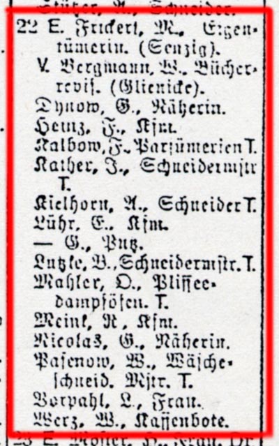 Kollwitzstraße 52, Auszug aus dem Berliner Adressbuch von 1940