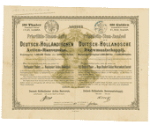 Kollwitzstraße 52, stark verkleinerte Abbildung der Aktie des Deutsch-Holländischen Aktien-Bauvereins von 1872